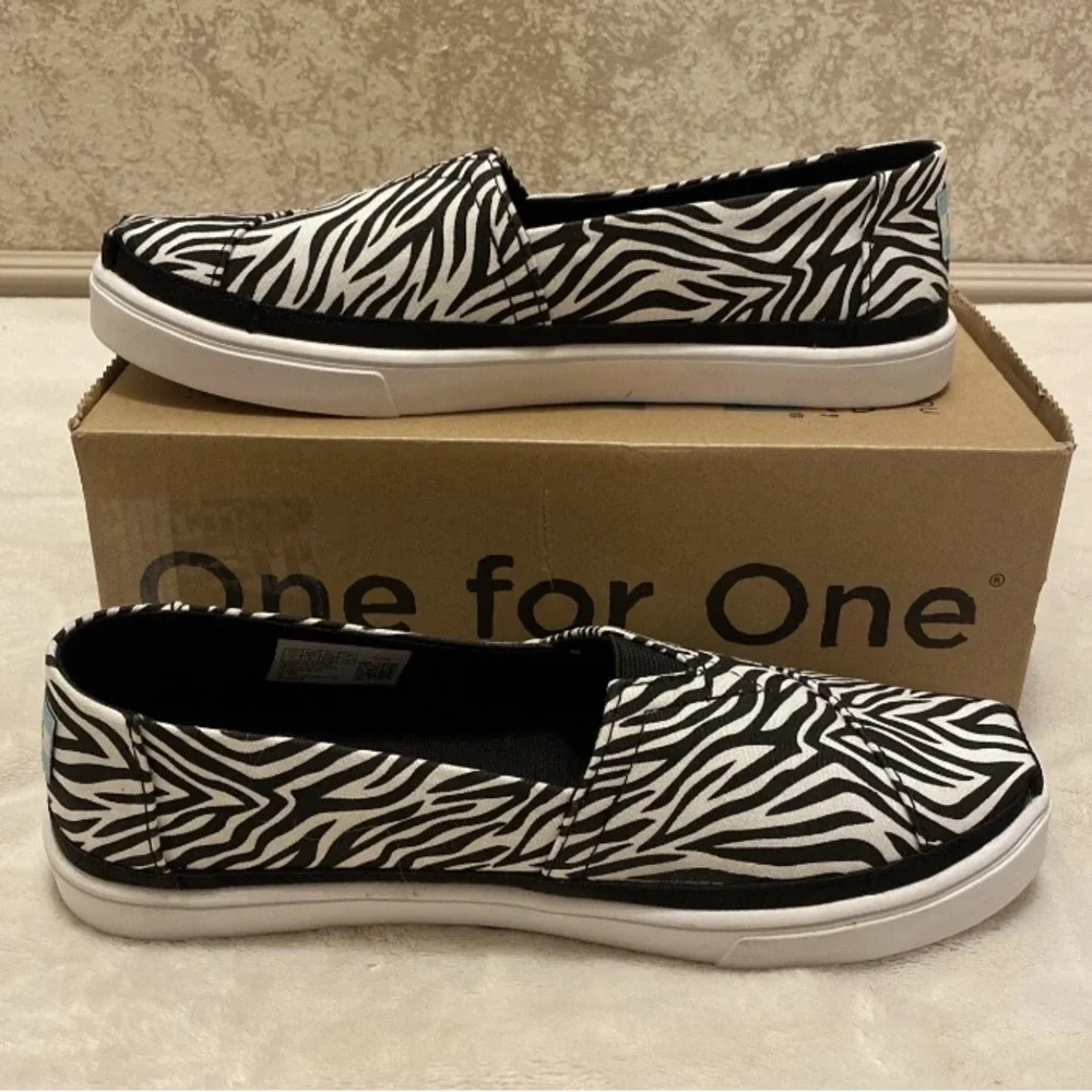 Toms Black and White Zebra Print Sneakers